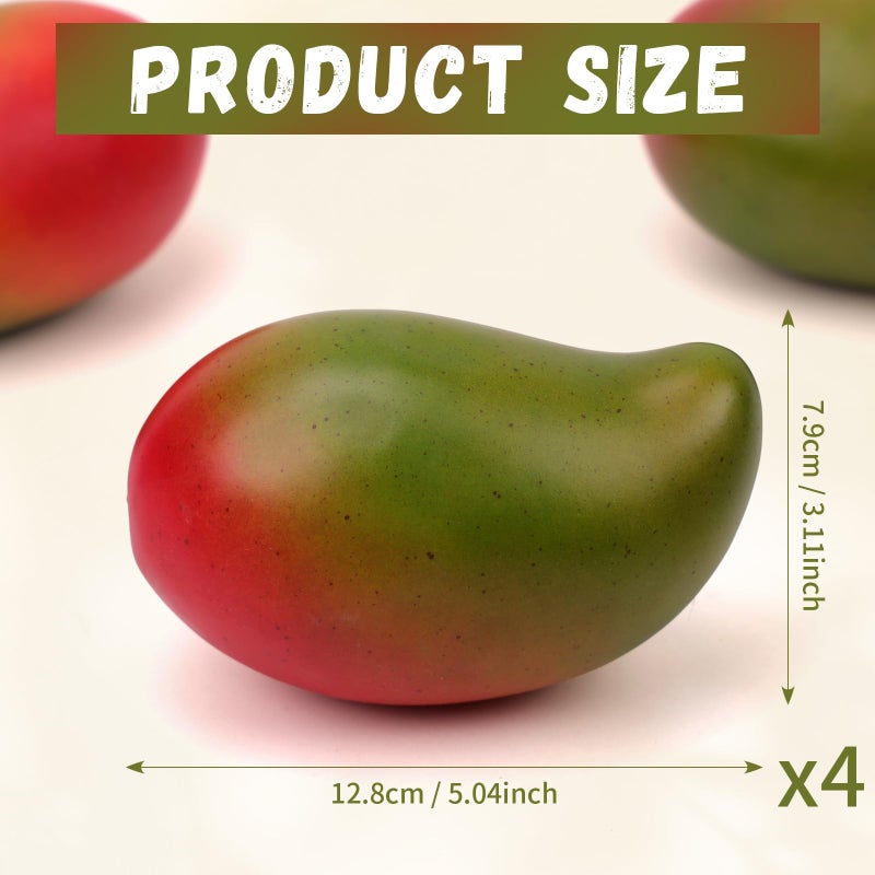 Gresorth 4pcs High-Grade Fake Green Mango Artificial Fruits Simulation Home Party Table Cabinet Decoration Photography Props - Image 2